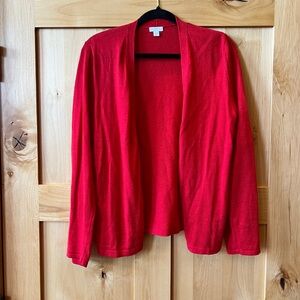 J. Jill Linen Blend Open Front Cardigan Sweater. Size M, Red